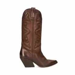 Promo 💯 SteveMadden WEST BABY BLUE LEATHER 🧨 -Steve Madden Sales Store STEVEMADDEN BOOTS WEST BROWN LEATHER SIDE 1