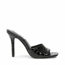 Deals 👍 SteveMadden SIGNAL CLEAR 🛒 -Steve Madden Sales Store STEVEMADDEN DRESS SIGNAL BLACK CROCO SIDE