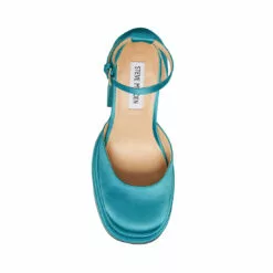 New 💯 SteveMadden CHARLIZE BLUE SATIN 💯 -Steve Madden Sales Store STEVEMADDEN SHOES CHARLIZE TURQUOISE TOP